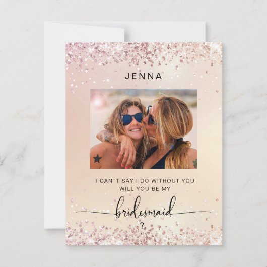 Glitter Modern Foto "Will you be my bridesmaid" (Voorkant)
