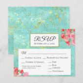 *~* Glitter Moderne Abstracte Bloemen Huwelijk RSV RSVP Kaartje (Voorkant / Achterkant)