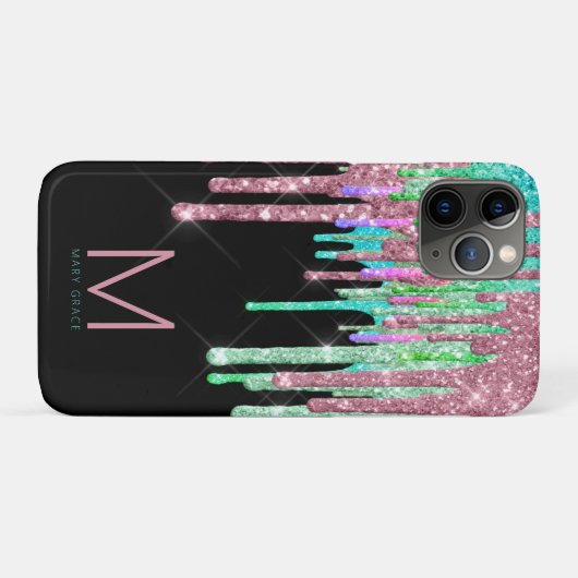 Glitter Monogram Case-Mate iPhone Case (Achterkant (horizontaal))