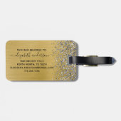 Glitter-monogram goudpenseel bagagelabel (Achterkant horizontaal)