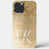 Glitter-monogram goudpenseel Case-Mate iPhone case (Achterkant)