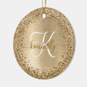 Glitter-monogram goudpenseel keramisch ornament (Links)