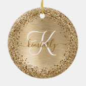 Glitter-monogram goudpenseel keramisch ornament (Achterkant)