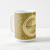 Glitter-monogram goudpenseel koffiemok (Voorkant links)