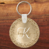 Glitter-monogram goudpenseel sleutelhanger (Voorkant)