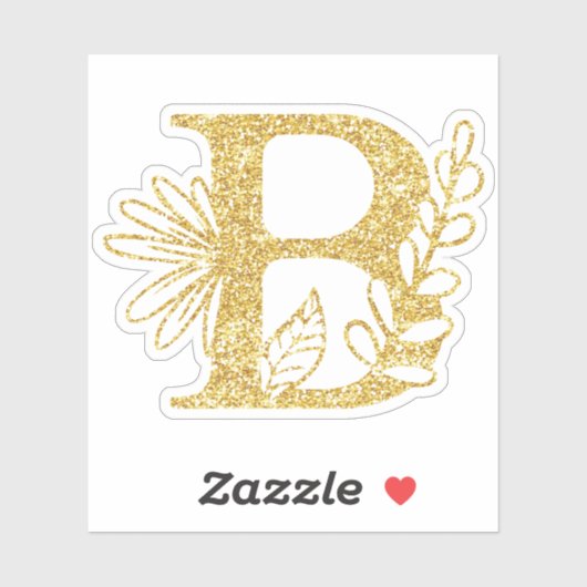 Glitter Monogram Initiaal B Floral Sticker (Vel)