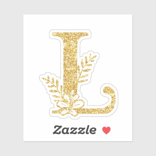 Glitter Monogram Initiaal L Floral Sticker (Vel)