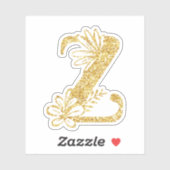 Glitter Monogram Initiaal Z Floral Sticker (Vel)