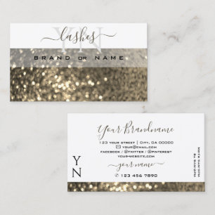 Glitter-monogram oogkweek witte goudmousserende gl visitekaartje