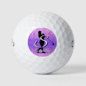 Glitter Monogram paarse oceaan Golfballen (Voorkant)