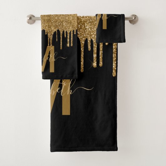 Glitter-monogram voor Chic Gold Driving Bad Handdoek (Insitu)