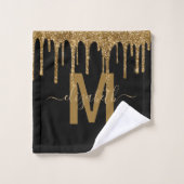 Glitter-monogram voor Chic Gold Driving Bad Handdoek (Wasdoekje)