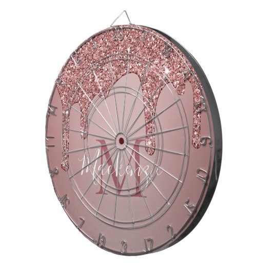 Glitter-monogram voor Girly Roos Gold Driving Dartbord (Voorkant Rechts)