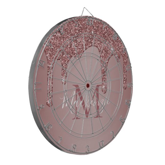 Glitter-monogram voor Girly Roos Gold Driving Dartbord (Voorkant Links)