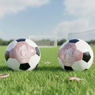 Glitter-monogram voor Girly Roos Gold Sparkle Voetbal