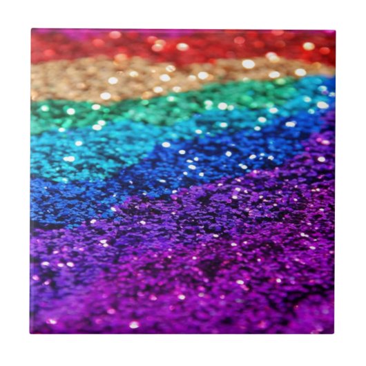 Glitter Multi-Colour Sparkle Paars-geel groen Tegeltje (Voorkant)