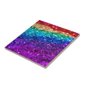 Glitter Multi-Colour Sparkle Paars-geel groen Tegeltje (Zijkant)