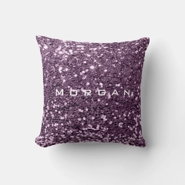 Glitter Name Mode Sequin Violet Lavender Amethy Kussen (Voorkant)