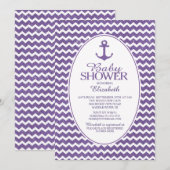 Glitter nautische anker Baby shower uitnodiging (Voorkant / Achterkant)