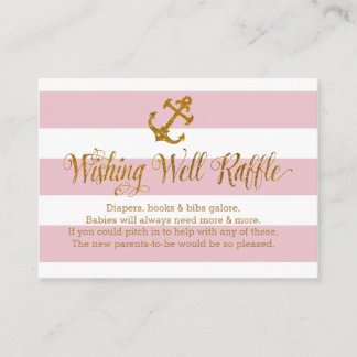 Glitter Nautische Baby Wishing Well Raffle Kaart