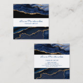 Glitter Navy Agate Square Visitekaartje (Voorkant / Achterkant)