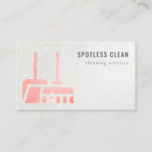 Glitter Neon Oranje Shiny Broom Cleaning Service Visitekaartje