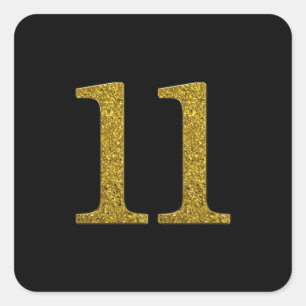 Glitter nummer 11 vierkante sticker