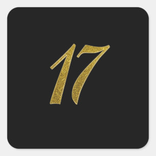Glitter nummer 17 vierkante sticker