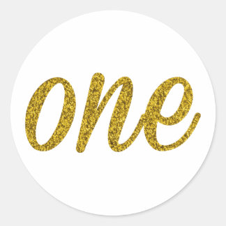 Glitter nummer 1 (1) ronde sticker