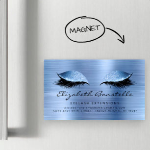 Glitter Ogen Borstel Metaal Wimperextensies Blauw Magnetisch Visitekaartje