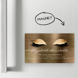 Glitter Ogen Borstel Metal Wimper Extensies Goud Magnetisch Visitekaartje