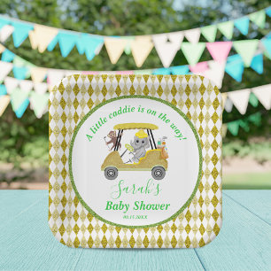 Glitter Olifant & Aap Golf Baby Shower Retour Papieren Bordje