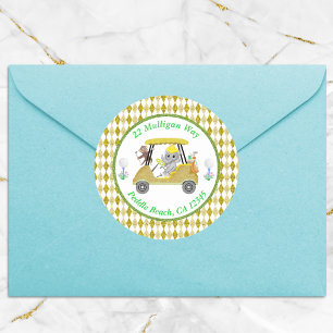 Glitter Olifant & Aap Golf Baby Shower Retour Ronde Sticker