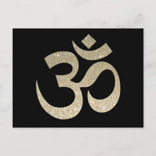 Glitter OM Symbol Post Kaart