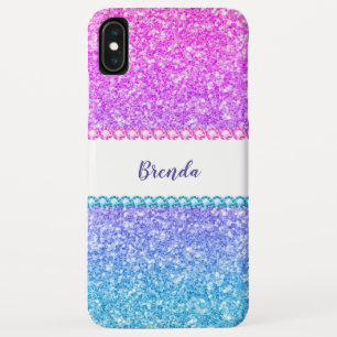 Glitter ombre & diamanten girale vormgeving iPhone XS max hoesje