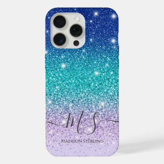 Glitter Ombre Monogram iPhone Hoesje | Gepersonali iPhone 15 Pro Max Hoesje