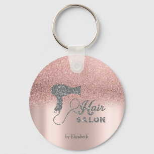 Glitter Ombre Roze Goud Hartjes, Föhn Sleutelhanger