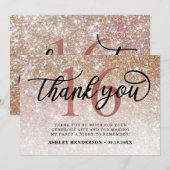 Glitter Ombre Sweet 16 Birthday Bedankkaart (Voorkant / Achterkant)