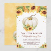Glitter One Sunflower Pumpkin Birthday Invita Kaart (Voorkant / Achterkant)