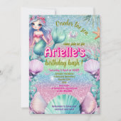 Glitter Oneder het zee Zeemeerminverjaardag Kaart (Voorkant)