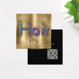 Glitter op geborsteld Gold Hair Stylist Visitekaar Vierkante Visitekaartjes