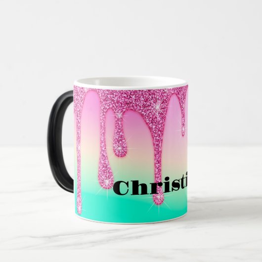 Glitter op maat gepersonaliseerde latte Mok (Voorkant links)