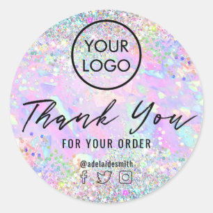 · Glitter opaal dank u classic ronde sticker