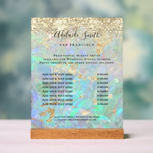 Glitter opaal prijslijst acryl bord (Neutraal)