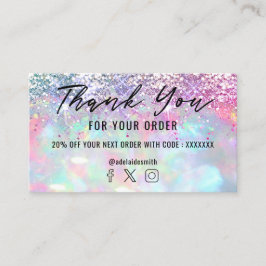 Glitter Opal Bedankt visitekaartje