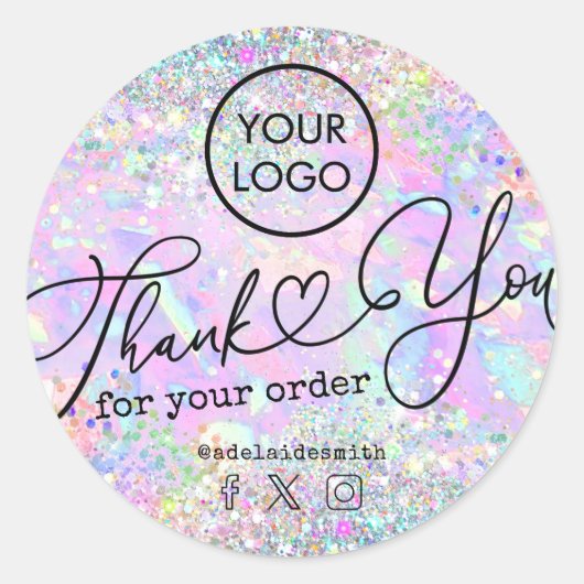 Glitter Opal Bedankt voor uw bestelling Ronde Sticker (Voorkant)