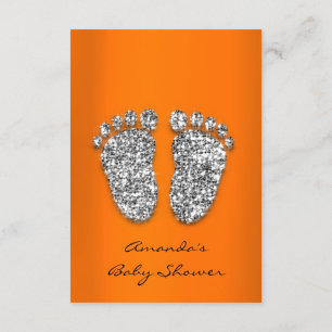 Glitter Oranje Silver Baby Boy Girl Shower Kaart
