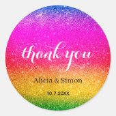 Glitter Paars Geel Trouw Regenboog Glitters Ronde Sticker (Voorkant)