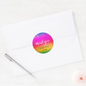 Glitter Paars Geel Trouw Regenboog Glitters Ronde Sticker (Envelop)