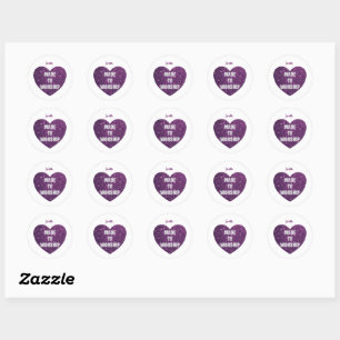 Glitter Paars Heart "made to Worship" Ronde Sticker